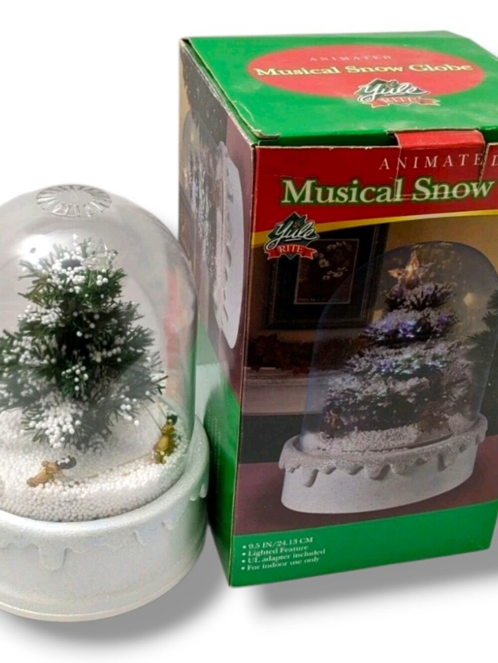 Animated Musical Glass Christmas Snow Globe Falling Snow and Rotating Santa